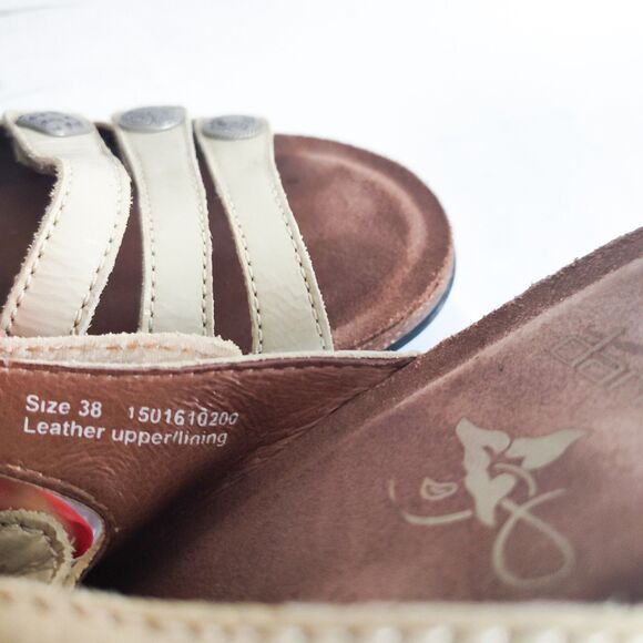 Dansko Janie Slides Sandals Cream Silver Leather Comfort Womens 38 US 7.5 / 8 - Picture 11 of 12